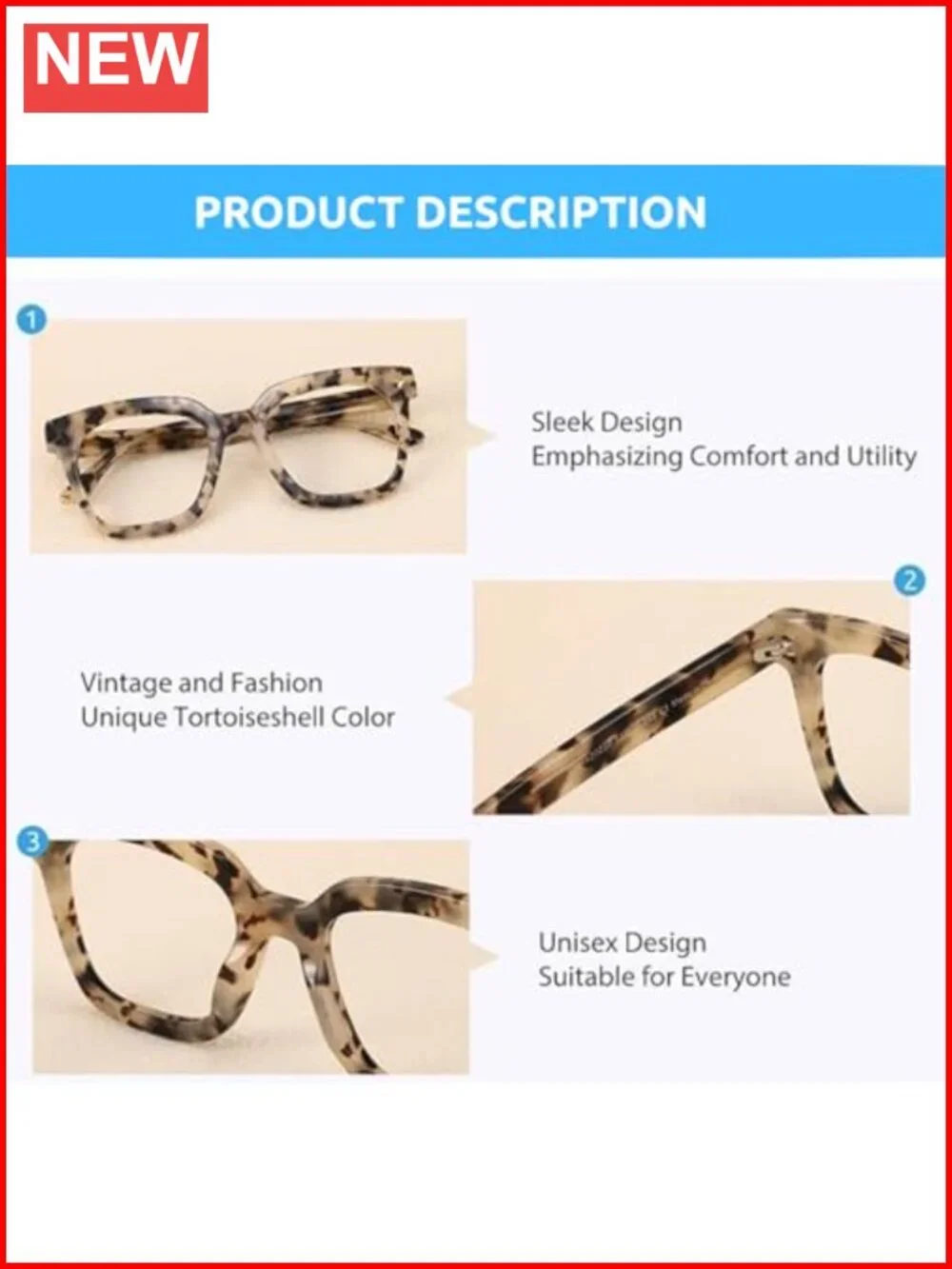 Oversized Blue Light Blocking Glasses UV Protection Computer Gaming Eyewear